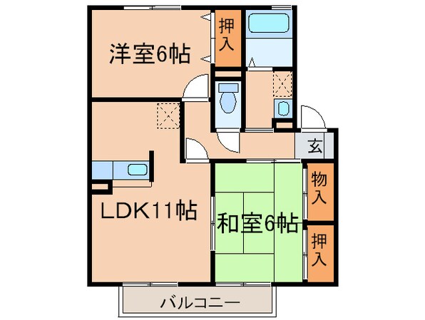 サンスクエア水巻南Ｂ棟の物件間取画像